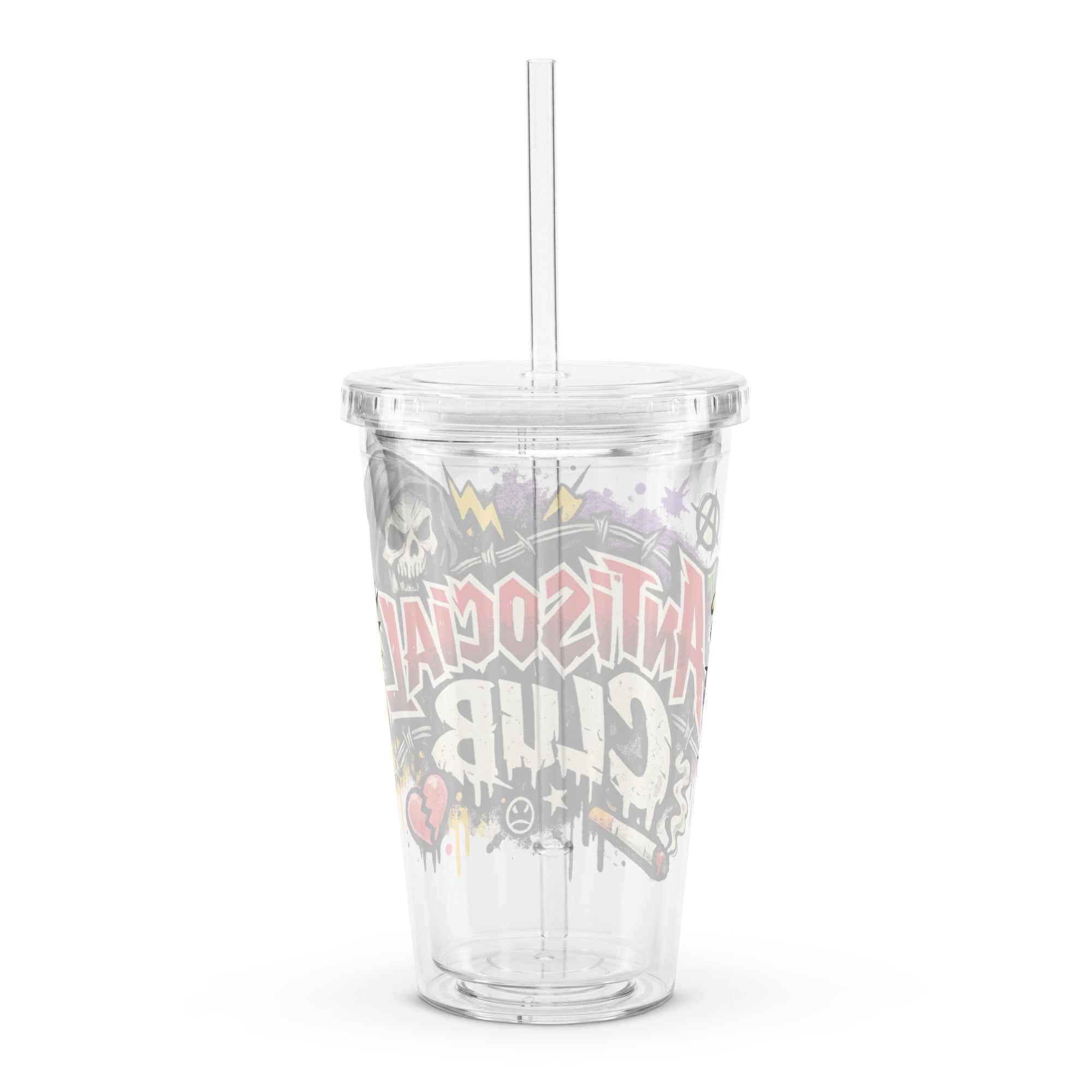 Antisocial - Clear plastic tumbler - Stay Feral Co.