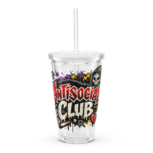 Antisocial - Clear plastic tumbler - Stay Feral Co.