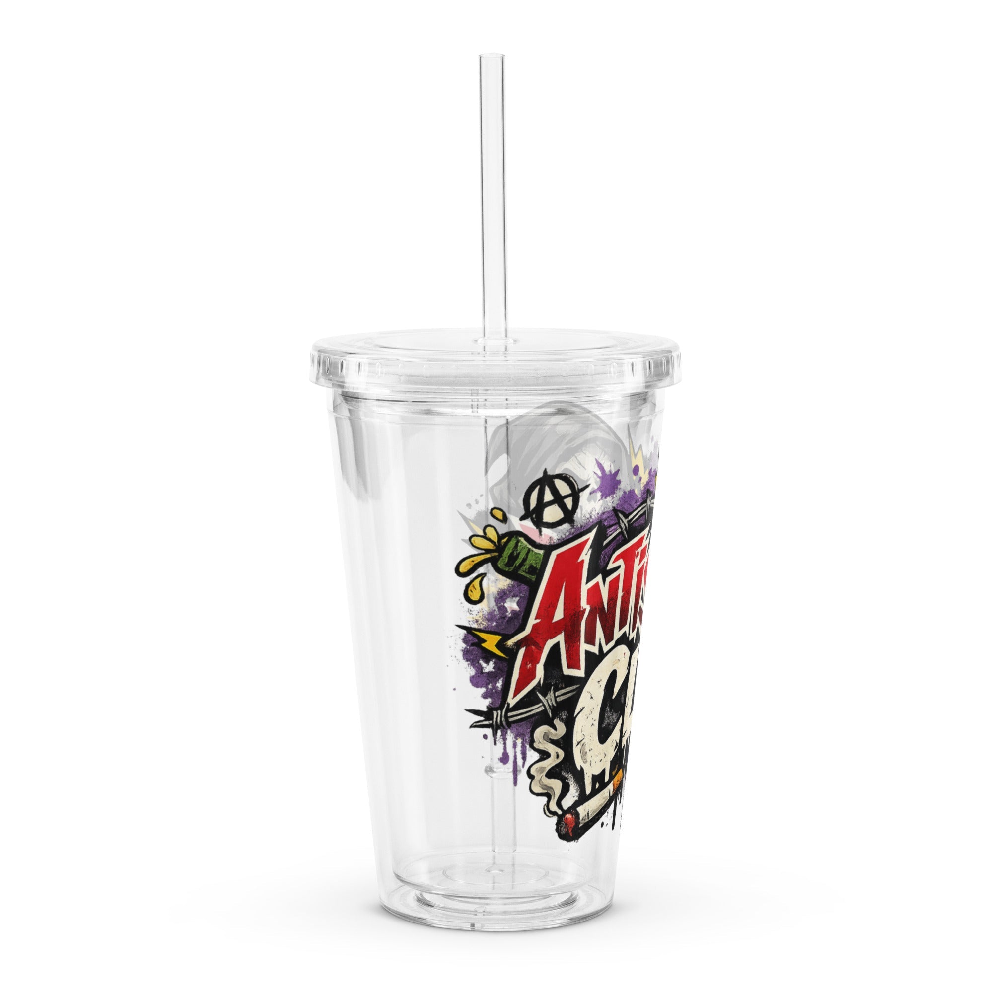 Antisocial - Clear plastic tumbler - Stay Feral Co.