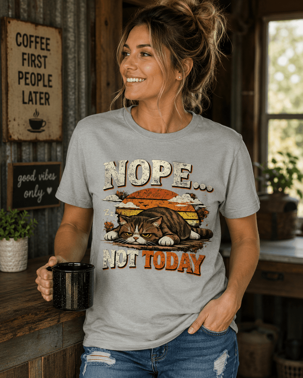 Not Today Cat Graphic Tee - Stay Feral Co.