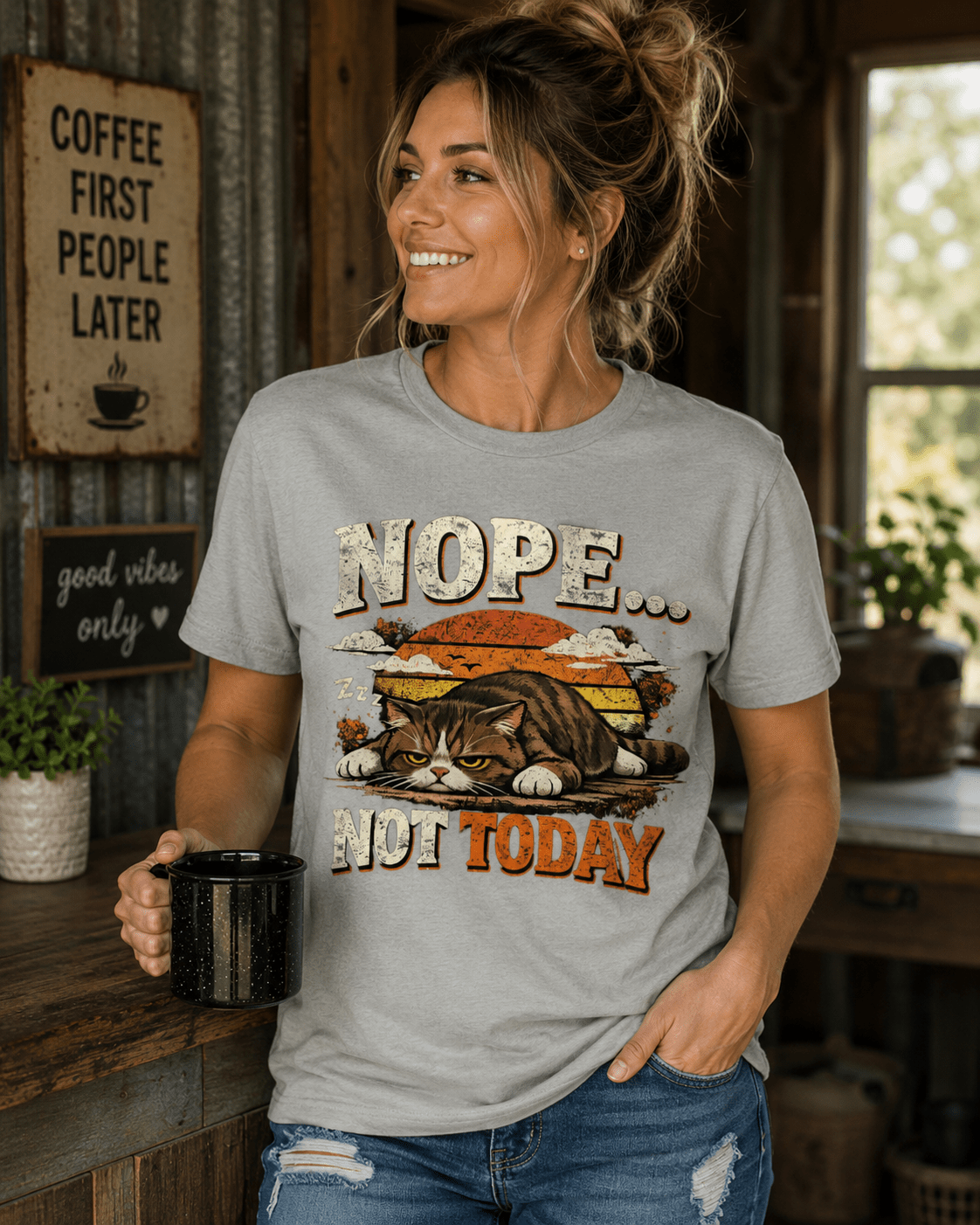 Not Today Cat Graphic Tee - Stay Feral Co.