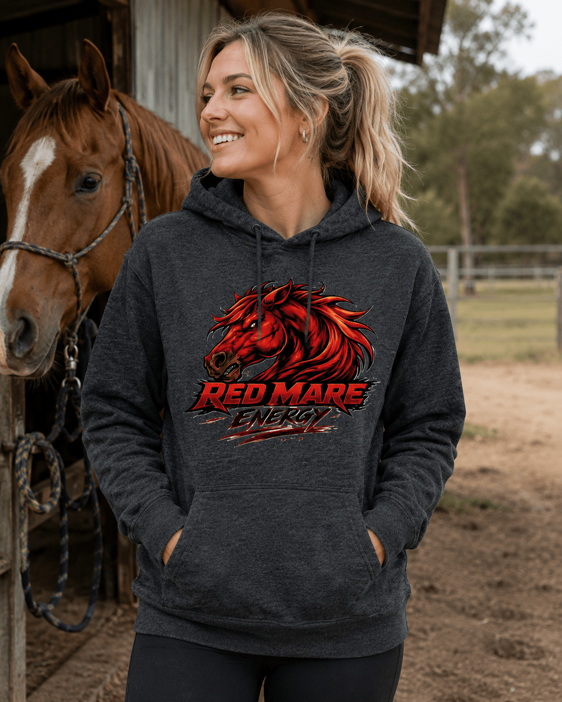 Red Mare Hoodie, - Stay Feral Co.